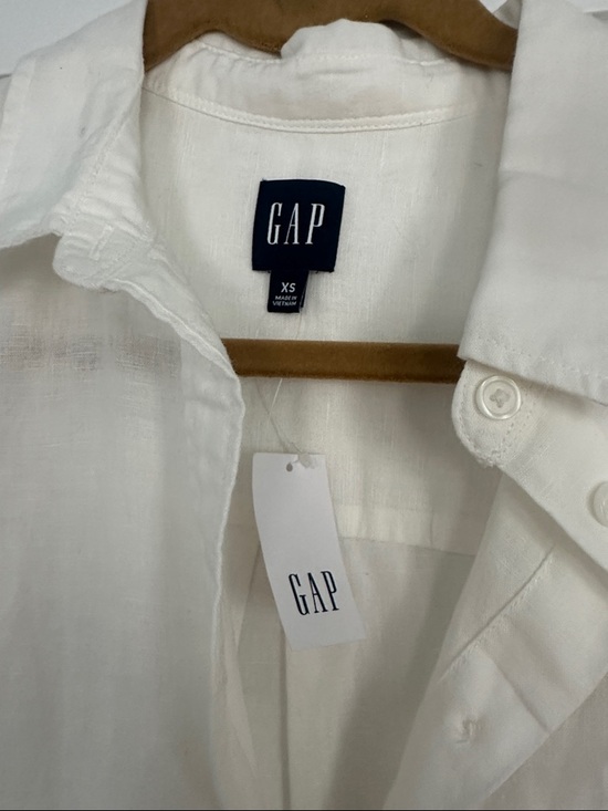 GAP Ivory Short-Sleeve Button-Down Tunic Shirt - Picture 2 of 5